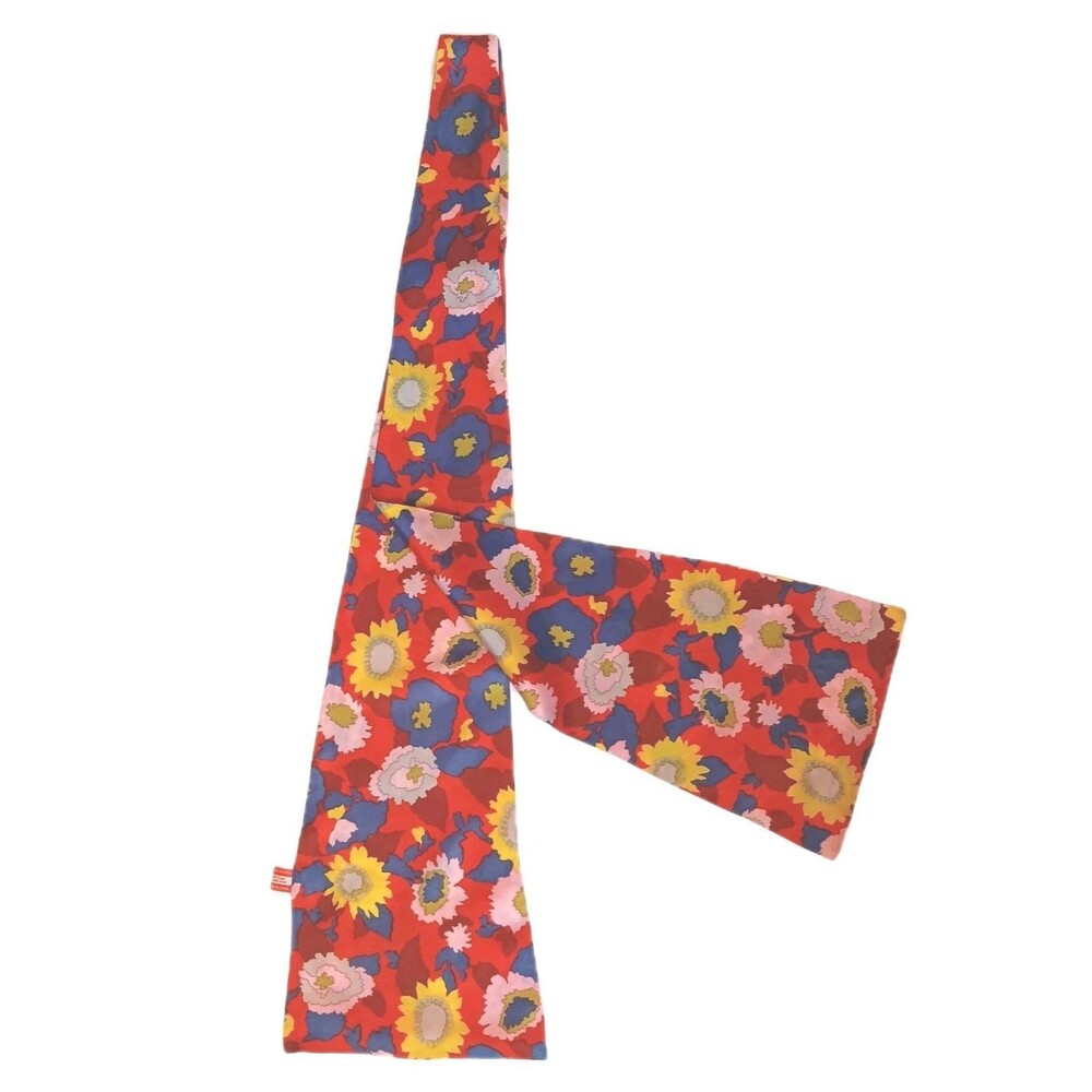 Vintage Floral Boho Hippie 70s Scarf Belt Blue Red Yellow Flowers Made In Japan